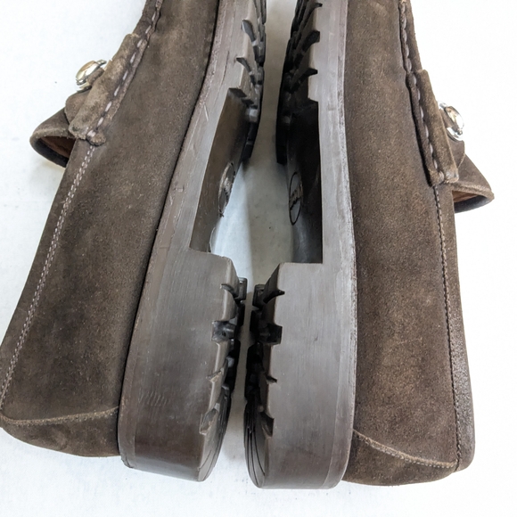 Gucci Horsebit Loafers Brown Suede Men 11.5 Leather Rubber - Picture 10 of 16